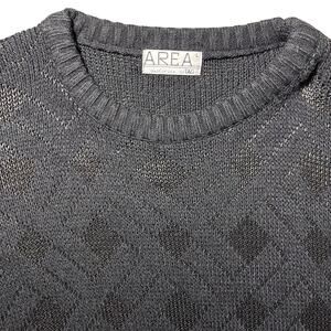Vintage Area by Tag Geometric Knit Grandpa Sweater Retro Black USA Size Large